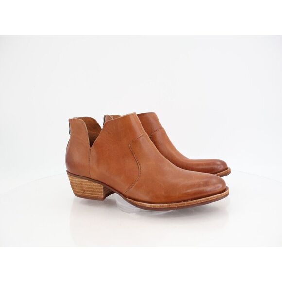 Kork-Ease Women's Skye Leather Ankle Bootie Western 6.5M Brown Low Block Heel - Picture 1 of 12